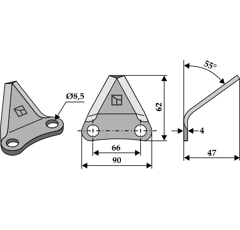 Couteau pour mélangeuse FRASTO 16800030 adaptable - Blacksteel©