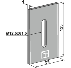 Rascador metálico 125 x 85 mm para rodillo packer KVERNELAND adaptable
