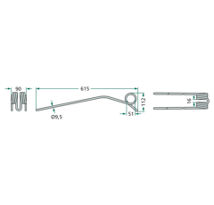 Dent de fenaison gris pour andaineur KUHN K8013670 adaptable 
