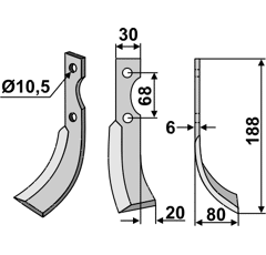 Fräsmesser Rechts 188 x 30 Pasquali Nachbau