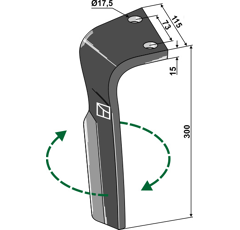 Dent droite pour herse rotative LEMKEN 3377022 adaptable