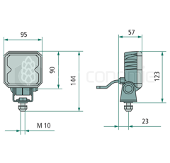 Phare de travail Carré 4 LED 12-24V 15W 1000 lumens HELLA