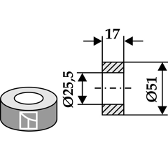 Buchse 17x25,5 für Häcksler ALPEGO – Nachbau  