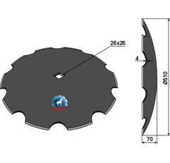 Disco dentado Ø 510 x 4 x 26 mm adaptable - BlackSteel©