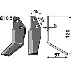 Lame droite pour Fraise/Rotavator GOLDONI 0008831 adaptable - Blacksteel©