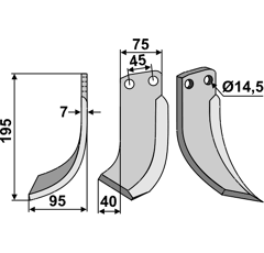 Fräsmesser Links 195 x 75 Gehring Nachbau
