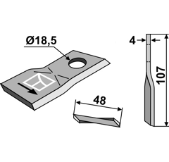 Couteau rotatif gauche pour faucheuse VICON - PZ VN90261559 adaptable - BlackSteel©