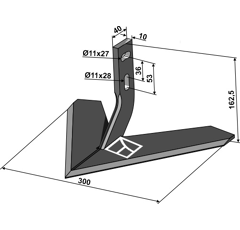 Soc à ailettes  pour bineuse MONOSEM 10100017 adaptable - BlackSteel©