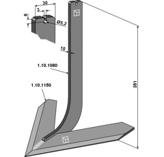Dent avec cœur 320 x 10 mm pour bineuse STEKETEE 405632 adaptable - BlackSteel©