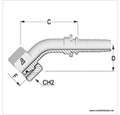 Pressnippel Bogen 45° DN38ILM5238SIG45 Alfagomma