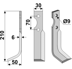 Fräsmesser Links 210 x 30 Gutbrod Nachbau