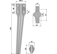 Kreiseleggenzinken rechts Eberhardt 330x64,5 300334 Nachbau