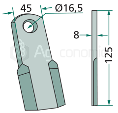 Couteau droit pour broyeur 125x45mm NOBILI adaptable 