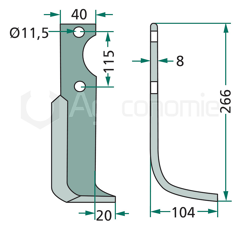 Lame droite pour fraise KUHN 520061 adaptable