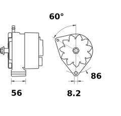Alternateur MAHLE LETRIKA 14 V - 55 A / MG 209