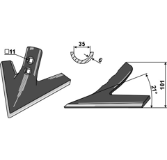 Soc à patte d'oie 200 mm pour herses et semoirs SAPHIR adaptable