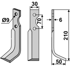 Fräsmesser Rechts 210 x 30 Gutbrod Nachbau