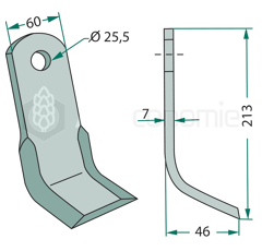 Couteau-Y pour broyeur 213x60mm LAGARDE adaptable 