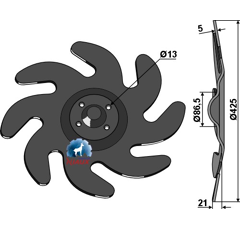 Nivellierscheibe Ø425x5 mm für Grubber VÄDERSTAD Nachbau