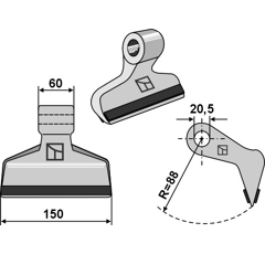 Hammerschlegel für Mulcher 150x60mm verstärkt GESTIN 5714130 – Nachbau  