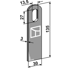 Cuchilla para trituradora PERUZZO 135 x 30 mm 05010096 adaptable - BlackSteel©