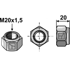 Écrou hexagonal à freinage interne - M20x1,5 - 10.9