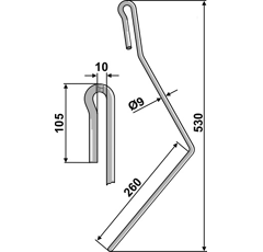 Griffe Ø9mm extérieur droite pour semoir AMAZONE 952588 adaptable - Blacksteel©