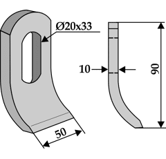 Schlegelmesser 90 mm für Mulcher DÜCKER 945000900 - Nachbau