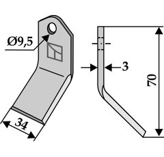 Couteau-Y pour broyeur 70x34mm BOMFORD adaptable - Blacksteel©