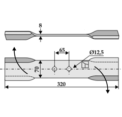 Couteau droit pour faucheur 320mm ILMER adaptable - Blacksteel©