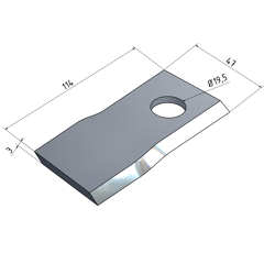 KM-Klinge links 114x47x3 mm LochØ: 19 5 mm 13800036N JF-Stoll Nachbau 