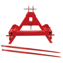 Fourche à balles pour attelage avant/arrière complète 2 dents 800 kg adaptable