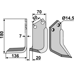 Fräsmesser Links 180 x 70 Celli Nachbau