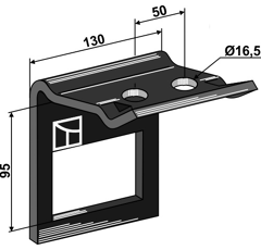 Bride de fixation D 70 x 70 mm adaptable - BlackSteel©