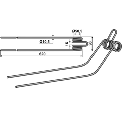 Dent de fenaison gris pour andaineur KUHN K8011670 adaptable - BlackSteel©