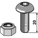 Flachrundschraube mit Innensechskant M 12x20- verzinkt - mit Mutter Europäische EA-Qualität