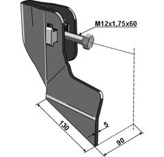 Buteur gauche 90 mm pour bineuse adaptable - BlackSteel©