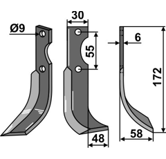 Fräsmesser Rechts 172 x 30 Oosterlaan Nachbau