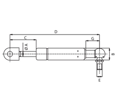 Gasdruckfeder 150 N für Traktor CASE IH - FIAT - FORD 82002925 Nachbau