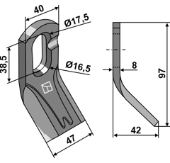 Couteau-Y pour broyeur 97x40mm LAGARDE 800927 adaptable - Blacksteel©