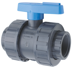 Vanne manuelle 2 voies 2'' femelle poignée bleu - PLASSON