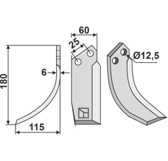 Fräsmesser links 180 x 60 x 115 x 6 mm FERRARI - Nachbau