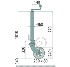 Roue jockey 230 x 80 mm