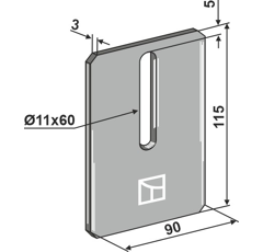 Rascador de plástico 115 x 90 mm para rodillo packer AMAZONE 6083200 - 6081200 adaptable