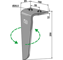 Dent herse G Rinieri 250x100 05636LH adaptable - BlackSteel©