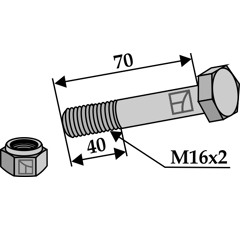 Schraube M16x2 x 70 für Mulcher KVERNELAND Nachbau  