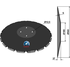 Disque crénelé ∅560x6 pour déchaumeur GREGOIRE BESSON 21566 adaptable - Blacksteel©