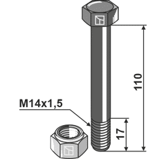Schraube M14x1,5 110 für Mulcher GREENTEC Nachbau  