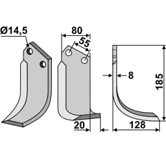 Fräsmesser Rechts 185 x 80 Sicma SIM01R Nachbau
