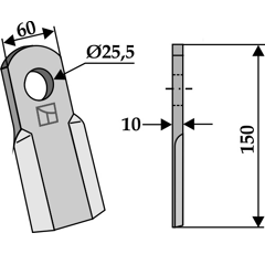 Couteau droit pour broyeur 150x60mm AGRIMASTER 3000107 adaptable - Blacksteel©